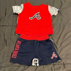 Atlanta Braves Red and Blue Toddler Outfit 18M